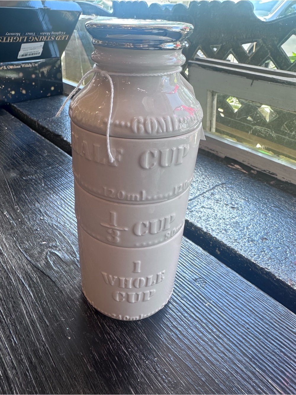 Ceramic Measuring Cup Storage Jar - White